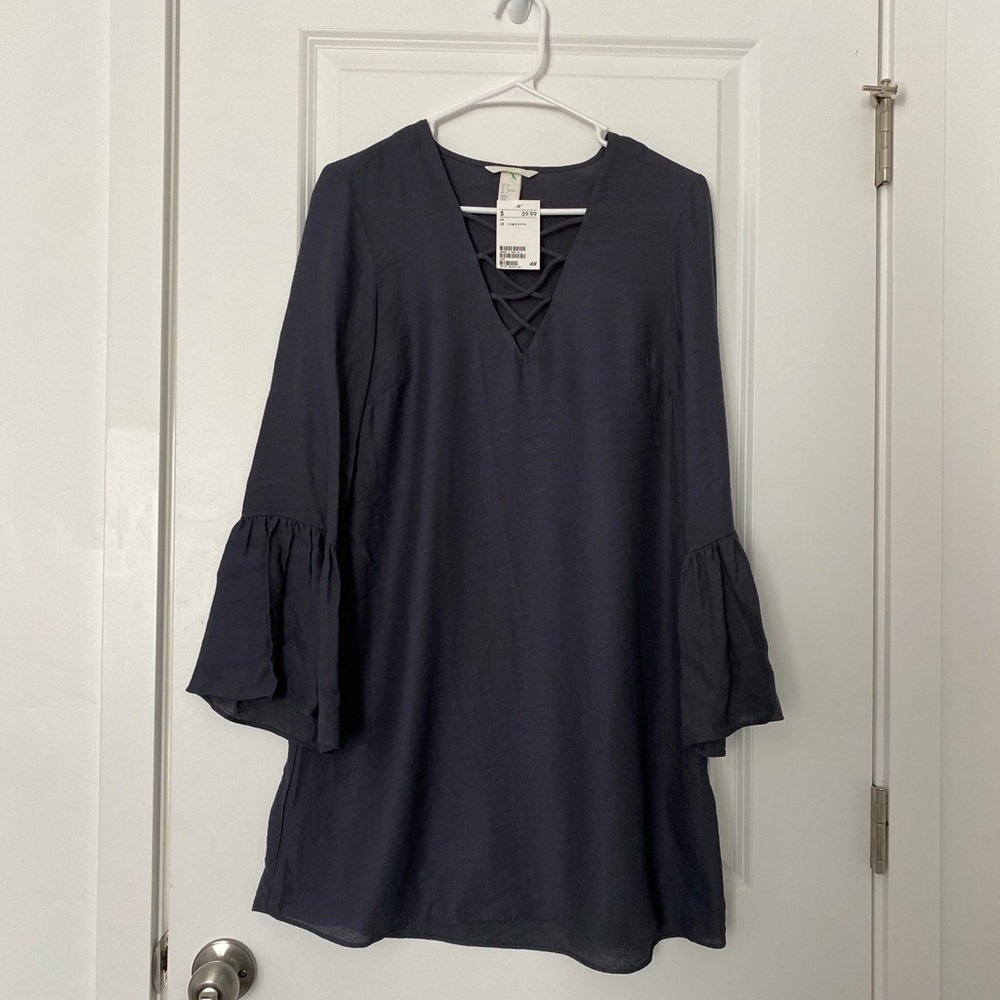 NEW with Tags H&M Boho Long Sleeve Dark Blue Dress